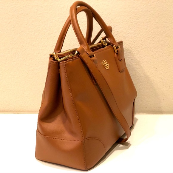 Tory Burch Robinson Luggage Double Zip Tote Bag - Brown - Picture 2 of 4